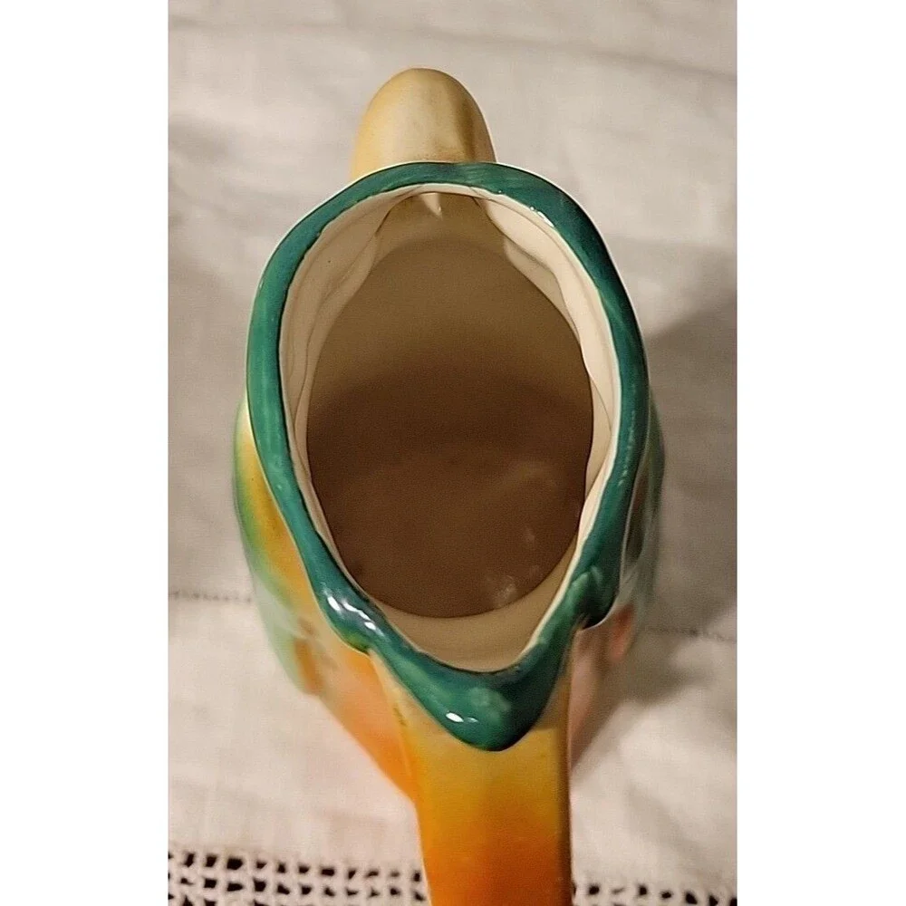 Antique Art Deco Cream Pitcher Parrot Jug Creamer Bird Slovakia Pottery Export